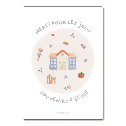 Cartes de remerciement Maîtresse, Maître et ATSEM – Fin d'année scolaire