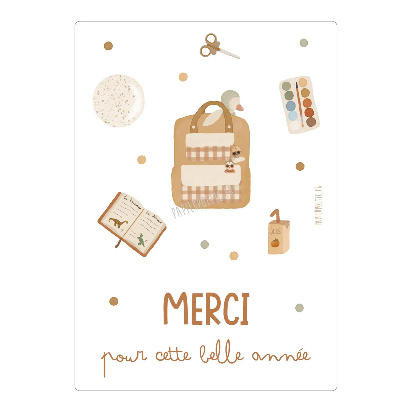 Cartes de remerciement Maîtresse, Maître et ATSEM – Fin d'année scolaire