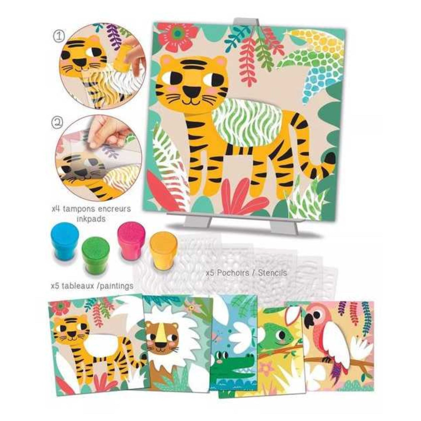 Pochoirs motifs couleurs de la jungle - Créa Lign'