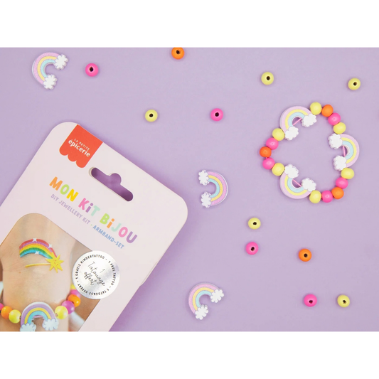 Kit bijou enfant bracelet arc-en-ciel en perles de bois - La Petite Épicerie
