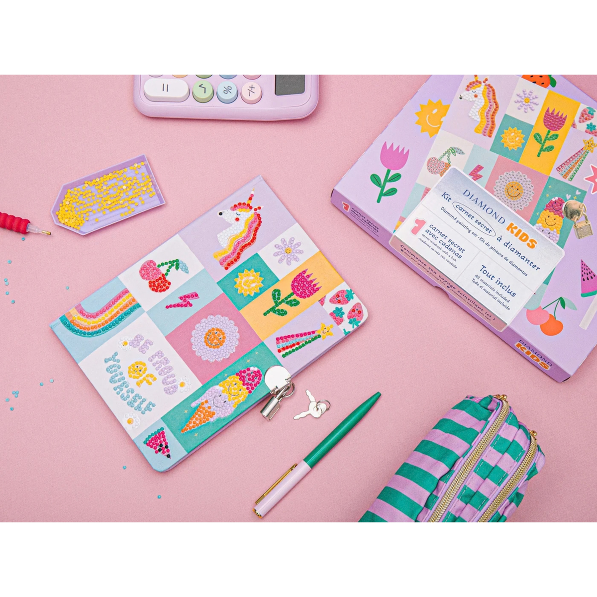 Kit Diamond Painting enfant carnet secret avec cadenas - La Petite Épicerie