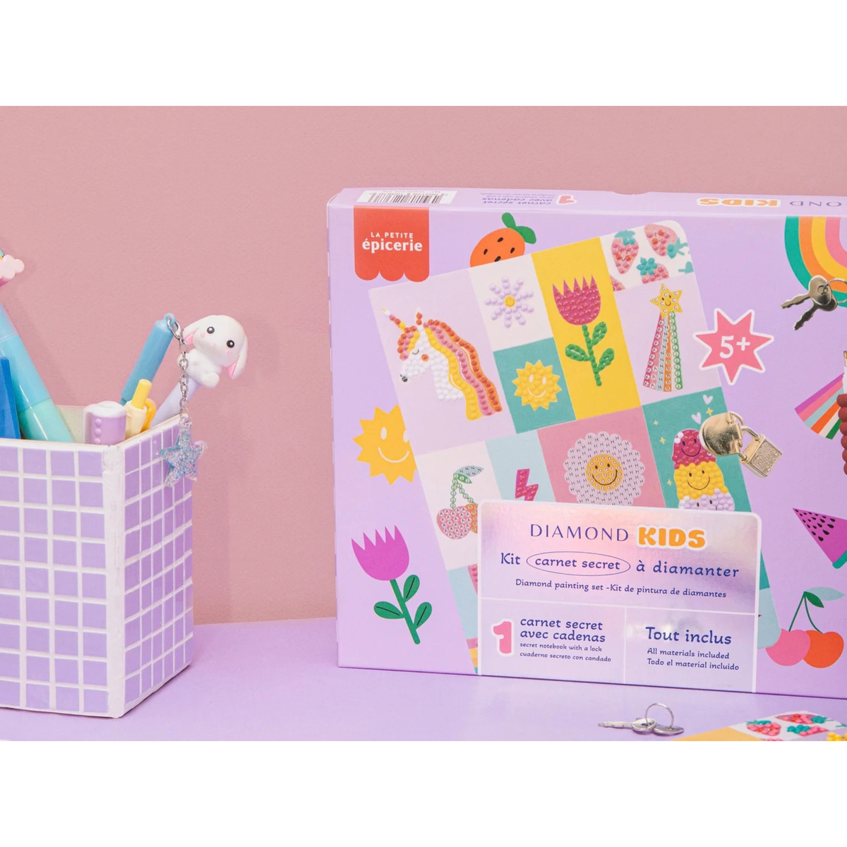 Kit Diamond Painting enfant carnet secret avec cadenas - La Petite Épicerie