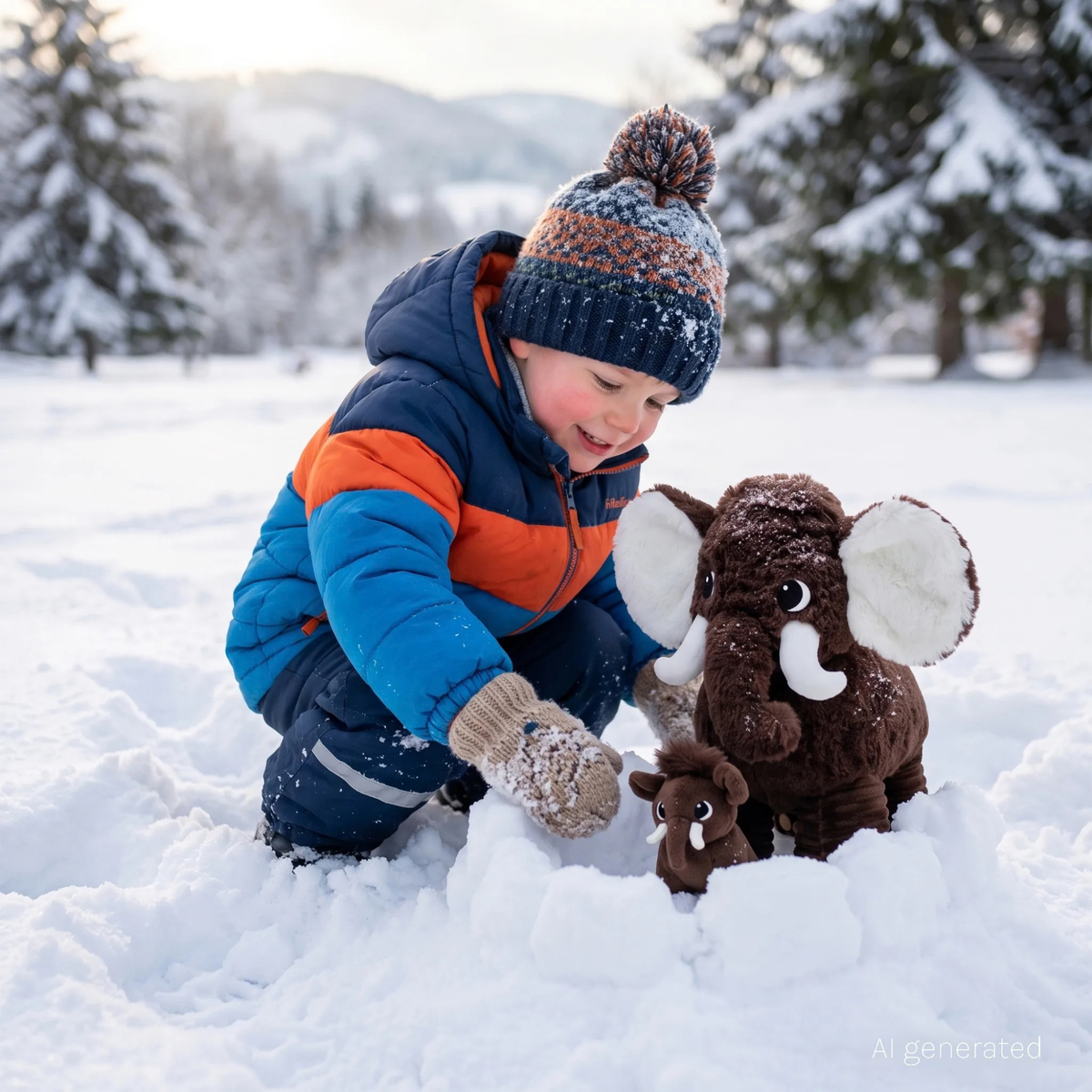 Peluche mammouth Papouth papa et son bébé – Les Déglingos