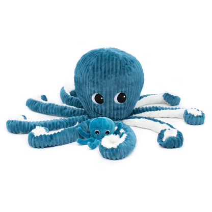 Peluche Pieuvre Filou Géante & son Bébé Bleu - Les Déglingos