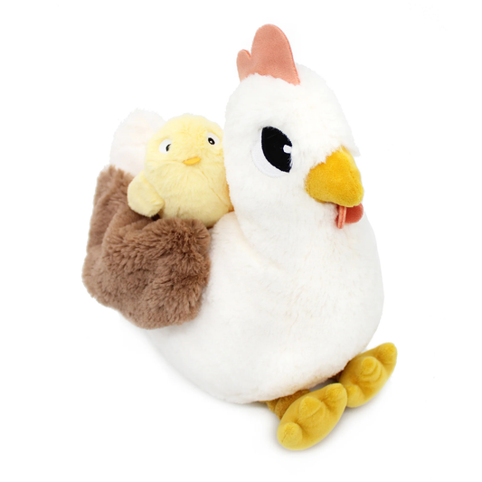 Peluche Poule Pioupiou Maman & Bébé Blanc - Les Déglingos