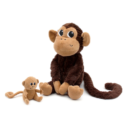 Peluche singe Zazou maman et son bébé – Les Déglingos