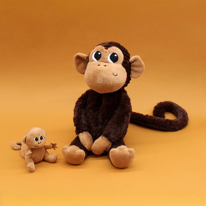 Peluche singe Zazou maman et son bébé – Les Déglingos