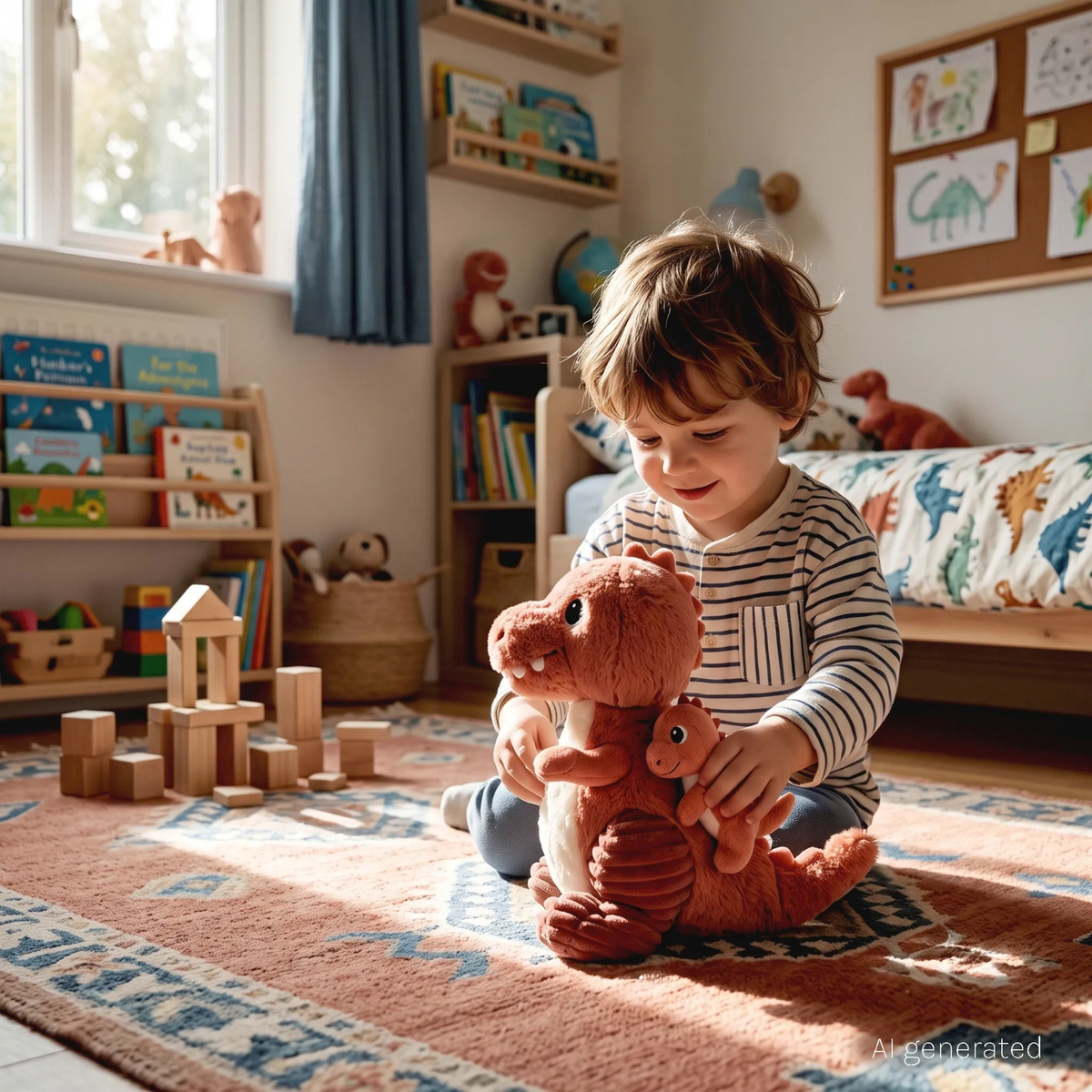 Peluche T-Rex Alex maman et son bébé terracotta – Les Déglingos