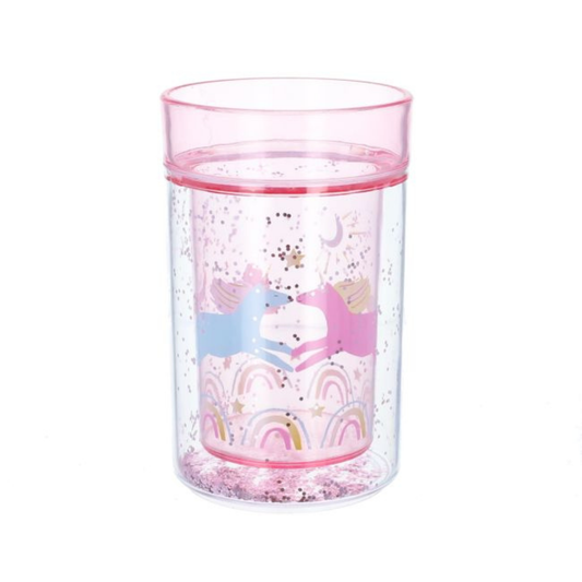 Verre à paillettes rose Licornes – Le Petit Souk